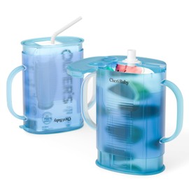 Squeeze Pouch Holder for Food Pouches & Drink Boxes, Scalable Baby Pouch Holder Allows Baby to Self-Feed and Avoid Messes, Anti-Squeeze Pouch Holder No Spill No Mess, Comfort Easy Grip Handles, Blue