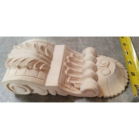 White 7-3/4"H X 3-3/4"W X 2"D Hand Carved Solid Wood Leaf Corbel Onlay Furniture New
