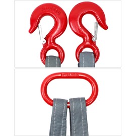 QWORK Two Leg Bridle Web Sling, 6.56Ft 22000 lbs Capacity Steel Sling, 2 Leg Industrial Grab Hook