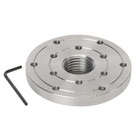 VINWOX 4" Wood Lathe Steel Faceplate, 1-1/4”x8TPI Spindle Thread Woodworking Machine Chuck Face Plate