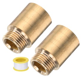 sourcing map 2 Pcs Shower Head Extension Arm 40mm Length Brass Shower Head Extender G1/2 Male to G1/2 Female Thread Straight Pipe Fitting Pipe Extension for Bathroom, Brass