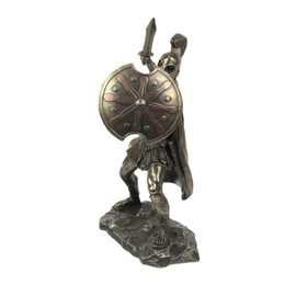 Veronese Design 9 5/8 Inch Greek Hero Achilles Battle Stance Cold Cast Resin Antique Bronze Finish Statue Home Decor