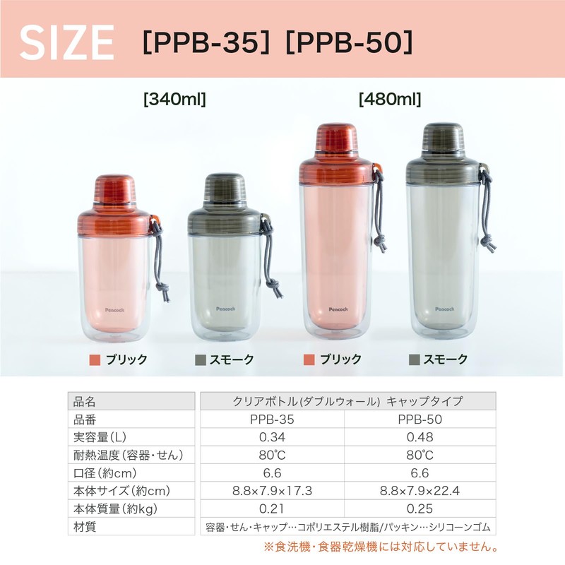 The-peacock PPB-35 XH Peacock Water Bottle, 11.8 fl oz (340