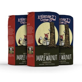KALAMAZOO COFFEE COMPANY Maple Walnut Whole Bean Coffee - Moonlight Maple Walnut Flavored Coffee | 12oz Bag (3 Pack)