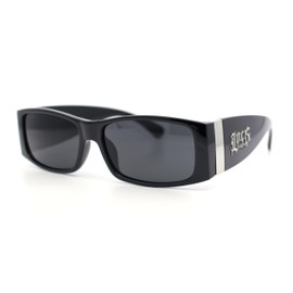 All Black Locs Square Narrow Rectangle Gangster Sunglasses