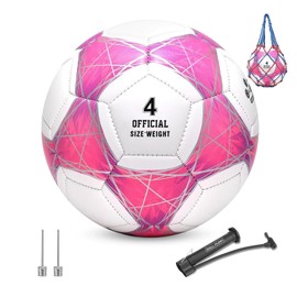STEEFAN - Balón de fútbol rosa/azulado, tamaño 4 para niños al aire última intervensión, pelota oficial de fútbol con agujas y bomba de aire, idea de regalo para niños, adolescentes, niños, niñas,