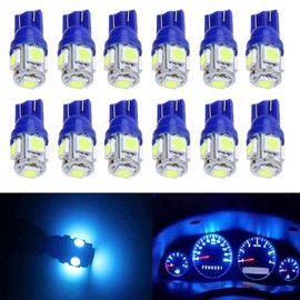 BlyilyB 12-Pack Ice Blue Replacement Stock # 194 T10 168 2825 W5W 175 158 Bulb 5050 5 SMD LED Light 12V Car Interior Lighting For Map Dome Lamp Courtesy Trunk License Plate Dashboard Parking Lights