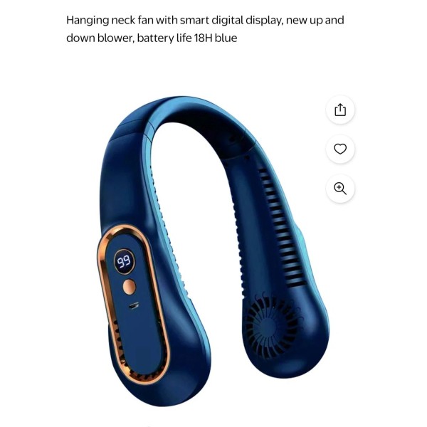 Unbranded Hanging neck fan with smart digital display, battery life