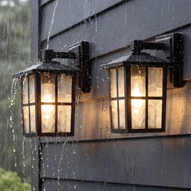 KDG Black Outdoor Waterproof Modern Patio Wall Light Fixtures Set of 2