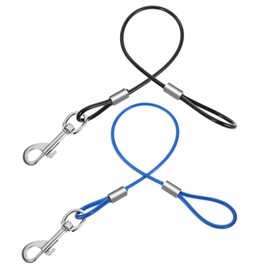 Xindojuz 2 PCS Chew Proof Dog Leash Extender for Training, Small Dog Leash Retractable Heavy Duty No Tangle Multiple Two Dogs Leashes for Small Medium Large Dogs (Black Blue, 15.75 Inch/40 cm)