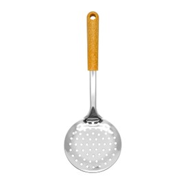 Fackelmann BIO Skimmer, Stainless Steel Function Head With Wood Fibre Handle, 31.5x11.5x6.5cm, Silver & Light brown/Orange
