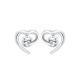 Elli Women's Heart Love Earrings with Crystals, Facet cut, Crystal