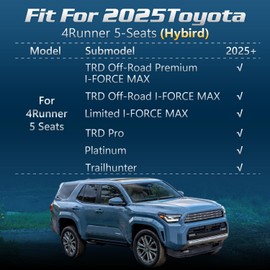Floor Mats & Cargo Liner Compatible with 2025 Toyota 4Runner(Only Fit Hybird) 5 Seats,All Weather Protection,Waterproof,TPE Floor Mat & Trunk Mat for 2025 4Runner(Only Fit Hybird) Accessories