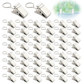 50PCS Heavy-Duty Stainless Steel Curtain Rings With Clips – curtain clips with hooks for Shower Curtains, Photo Displays, Home Decor & Wire Hanging