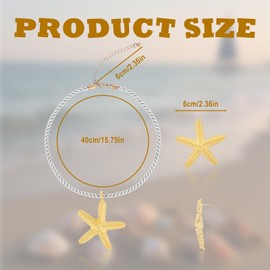 Mikovivi Starfish Necklace & Earrings, Gold Theme Starfish Jewelry Set Elegant Beach Jewelry Gift for Woman