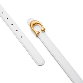 SYMOL Womens Belt Leather Belt Waist Belt Women's Belt Leather Denim Belt Genuine Leather 0.94inch Wide Black and White (Waist:33"-37", White)