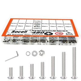 480pcs M4 Screws Assortment,7 Sizes M4 Screw Kit for 3D Printer DIY, Hex Button Head Cap Screws Bolts Nuts Washer Kit, 304 Stainless Steel, M4-0.7 x 6/8/12/16/20/25/30mm