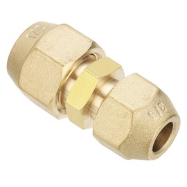PATIKIL Copper Fitting 9.52mm to 12.7mm Pipe Coupler Reducer Adapter with 2 Air Conditioner Refrigerator Flare Nuts