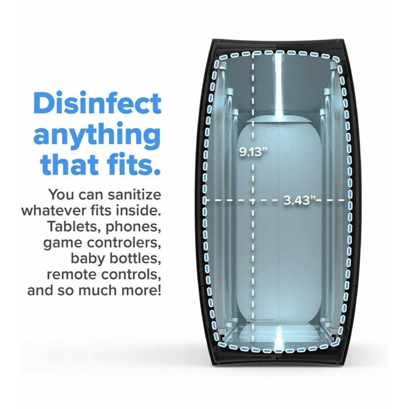 HomeSoap Large Capacity UV Sanitizer & Charger- Black