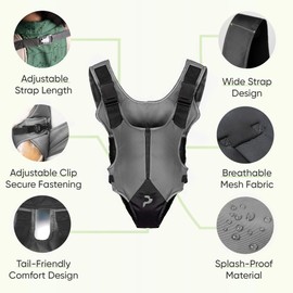 Puptail Dog Carrier Backpack Adjustable with Wide Straps and Hip Belt Support, Puppy Travel Carrier Front Pack Breathable Head-Out Backpack, Dog Bag for Travelling. (Grey Dogbag upto 6kg, Grey)