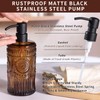 Simeitol 17 OZ Amber Glass Soap Dispenser with Black Stainless