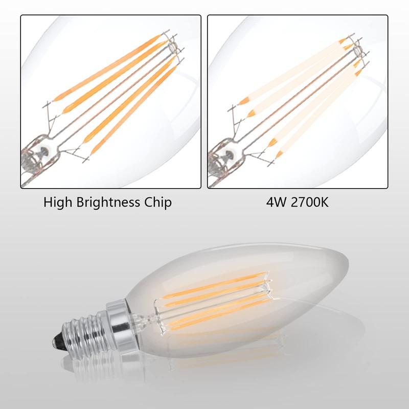 Lawyettle E12 LED Candelabra Bulbs 40 Watt Equivalent, 2700K Warm