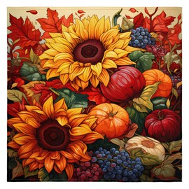 Cloth Napkins 20x20 Inch, Autumn Harvest Bounty Reusable Polyester Dinner Napkin Set of 1, Soft Washable Dinner Towel Decorative for Wedding, Party, Formal Dining