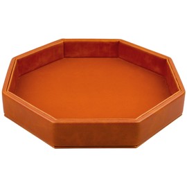 Gesserit Large Dice Tray - Felt Lined PU Leather Octagon Dice Tray for Dungeon Crawler Games, Brown