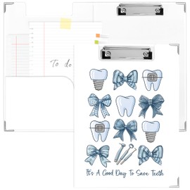 Dentist Clipboard Folio for Office Classroom, Dental Office Supplies, Dentist Gifts Padfolio with Metal Clip for Nurses Students Women, 9.1x12.4 in