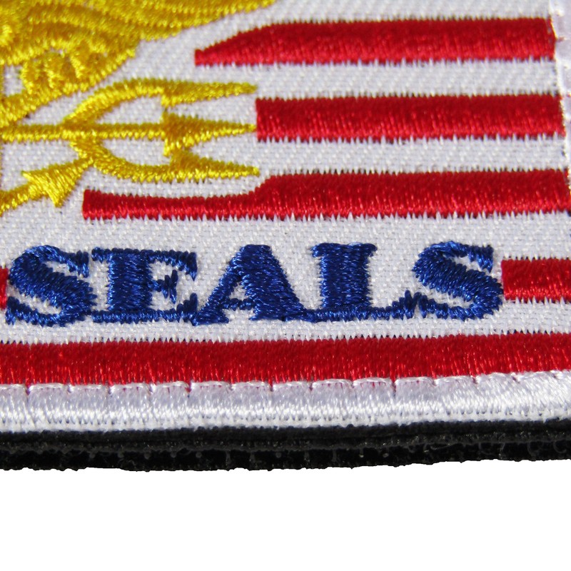 American Flag & Navy SEALs Seals Velcro Patch (Red &
