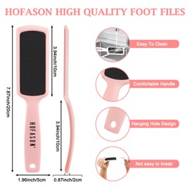 HOFASON 4Pcs Pedicure Foot Files Callus Remover, Double Sided Feet Rasp for Dead Skin Professional Scrubber Pedicure Tools for Feet at Home or Salon Care (Pink&White)