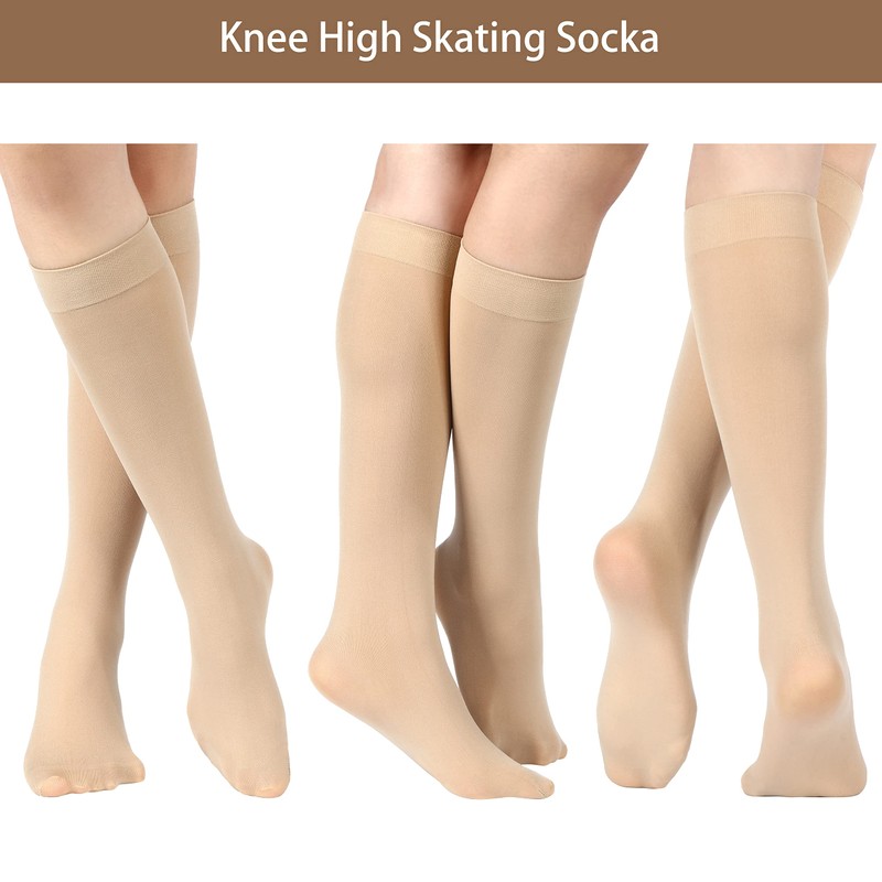 SATINIOR 6 Pairs Ice Skating Socks Roller Skating Socks High