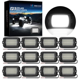 MICTUNING Q1 Pure White Rock Lights, 12‑Pod 288 Light Chips Ultra Bright