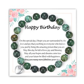 YBISNAIRE Happy 30th 40th 50th 60th Birthday Gifts for Women, Green Stone Bracelet Gift for Women Birthday Presents for Mum Daughter Wife Granny Auntie Best Friend Sister