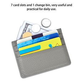 MiOYOOW Leather Card Holder Credit Card Holder Mini Wallet with 7 Card Slots and 1 Compartment for Men and Women, black, Classic