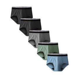 TIICHOO Incontinence Underwear for Men Washable Men's Leakproof Brief Underwear for Light Bladder Leaks 5 Pack(X-Large, 2 Black/Dark Grey/Green/Blue)