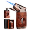 Torch Lighter with Windproof Jet Flame, Built-in V Cutter, Box
