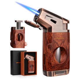 Torch Lighter with Windproof Jet Flame, Built-in V Cutter, Box for Christmas, Refillable Butane Torch Lighters, All-in-one Cool Lighters for Candle, Travel