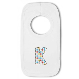 Blue Dotty Alphabet Letter K - Baby Pullover Bib