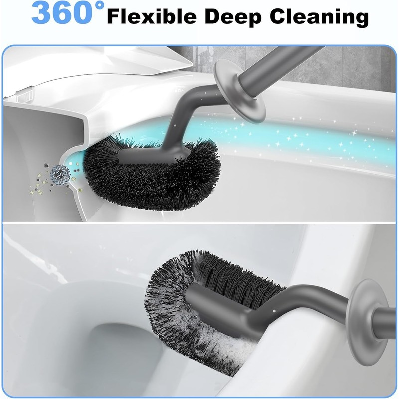 Toilet Bowl Brush Holder Set: Curved Design with Holder for