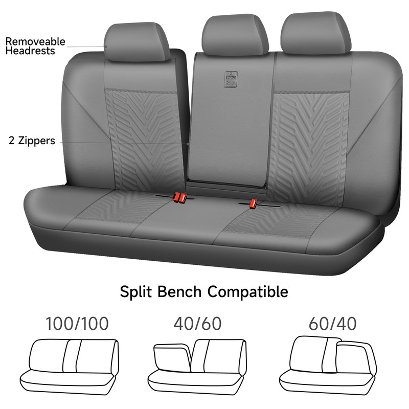CAR PASS Faux Leather Car Seat Covers, 3D Tyre Embossed