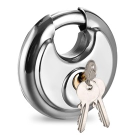 1 Piece Round Padlock Made of Stainless Steel, Robust Padlock, Weatherproof Padlock for Outdoor Use, Safety Padlock, Round Padlock with Key