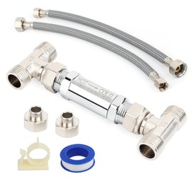 Frutlait 304 Stainless Steel Sensor Valve Kit – Fixes Hot/Cold Mixing & False Starts in Recirculating Systems, Replaces 367010, 595926, WP596816, with 2×12" Hoses & Bypass Valve