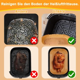 Pekimu Pack of 150 Baking Paper for Hot Air Fryer with Double Chamber, 20.3 x 14 cm Rectangular Airfryer Paper Liners, Compatible with Ninja Dual/Double Stack and Other Dual Zone Air Fryers