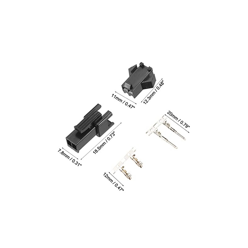 sourcing map JST-SM Female Connector Housing Crimp Connector 2 Pin
