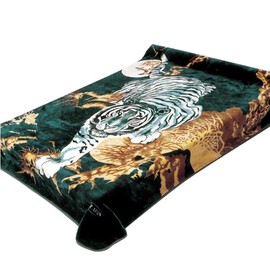 SOLARON Korean Super Thick Heavy Weight Ultra Silky Soft Mink Heavy Duty Reversible Blanket Bed comforters bedspreads Bedding Comforter King or Queen(Queen, 71 Tiger Green)