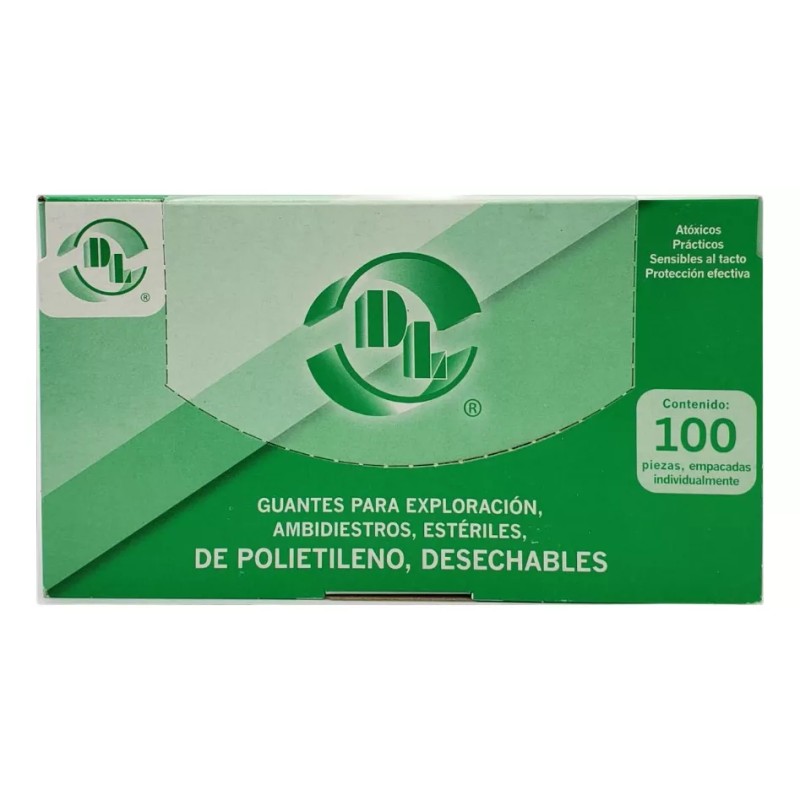 DL Guantes Estériles Medianos De Polietileno Caja Con 500