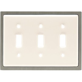 Liberty Hardware 64156 Ceramic Insert Triple Switch Wall Plate, Bisque