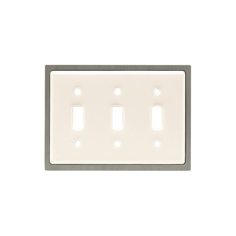 Liberty Hardware 64156 Ceramic Insert Triple Switch Wall Plate, Bisque