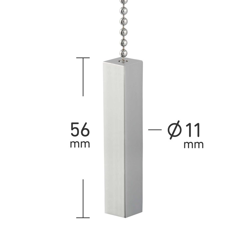 Bathroom Light Pull Chain – Polished Chrome Square Bar &